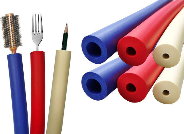 Foam Grip Tubing (6 Pack), Foam Tubes Grip Aid for Utensils, Cutlery Padding Handle for Disabled and Elderly