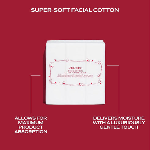 Shiseido Facial Cotton Pads, 165 Squares for Softener Application & Makeup Removal