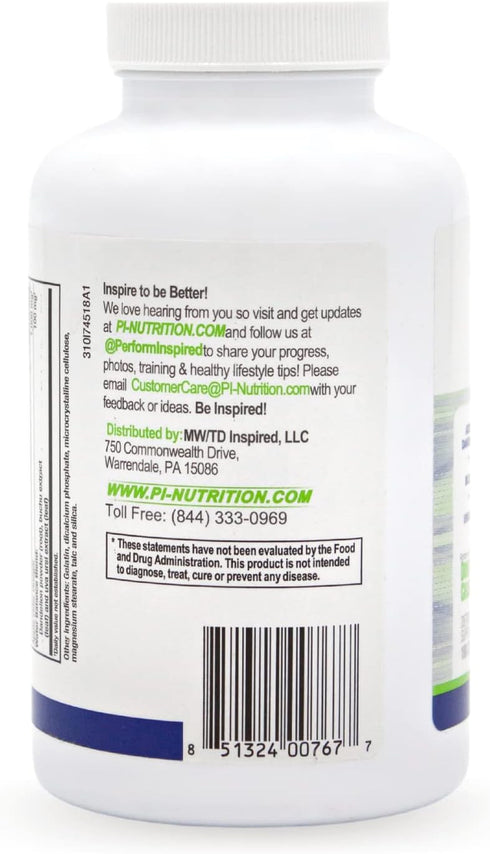 Performance Inspired Nutrition Apple Cider Vinegar Natural Capsules - Supports Healthy Weight Loss, Blood Sugar &