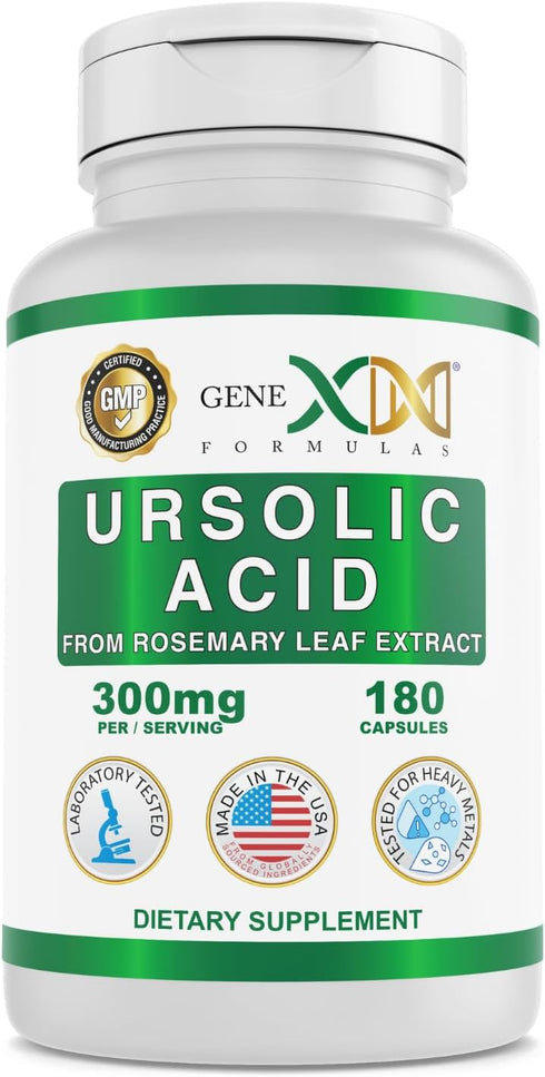 GENEX Ursolic Acid 300mg - 180 Capsules, Sourced from Rosemary Extract, Non-GMO, Gluten Free, Vegetarian