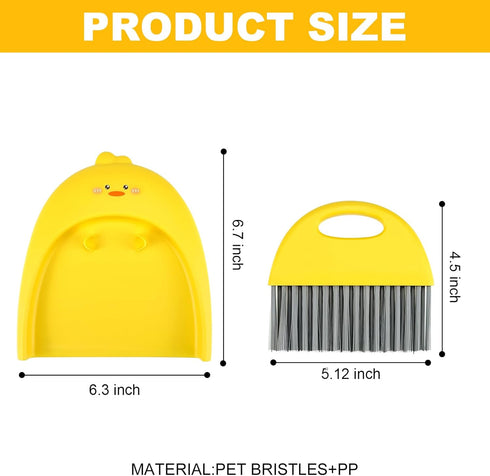 LUOKER Set,1pc Set,SUP Set,Small Small Broom and Dustpan Dust Pan and Brush Cute Little Yellow Duck Hand Mini Broom