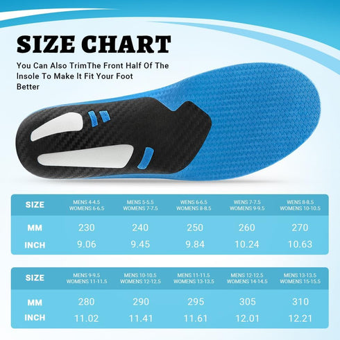 VALSOLE Plantar Fasciitis Insoles, Heavy Duty Support for 210+ lbs, Pain Relief Orthotics for Flat Feet, Men Women