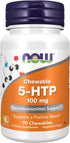 NOW Supplements, 5-HTP 100 mg, Neurotransmitter Support*, 90 Chewables