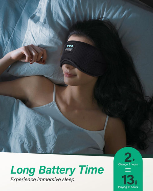 LC-dolida Bluetooth Sleep Headphones, White Noise Sleep Mask with Timing, Wireless Eye Mask for Side Sleepers