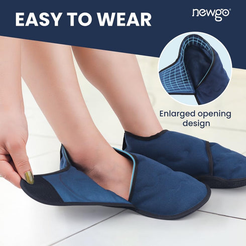 NEWGO Foot Ice Pack Slippers, 2 Pack Reusable Gel Cold Pack Slippers for Plantar Fasciitis, Achilles Tendonitis Relief