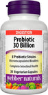 Webber Naturals Probiotic - 30 Billion with 8 Probiotic Strains, 30 Capsules for Digestive Health