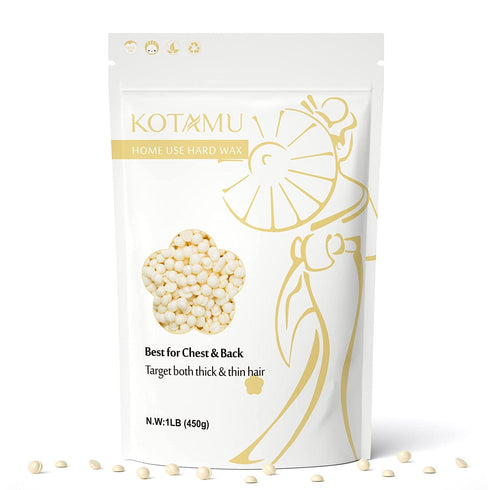 KOTAMU Hard Wax Beads for Hair Removal, 1lb Cream Wax Beads for Sensitive Skin, Full Body, Face, Bikini, Brazilian