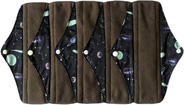 Sigzagor MUMBABY 5 Pieces 10 Inch (25.4cm) Regular Charcoal Bamboo Mama Cloth/Menstrual Pads/Reusable