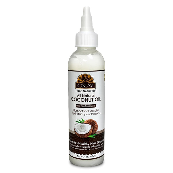 Okay 100% Pure Coconut Oil - Hair & Skin, Natural, 4 fl oz Squeeze Bottle (Pack of 1)