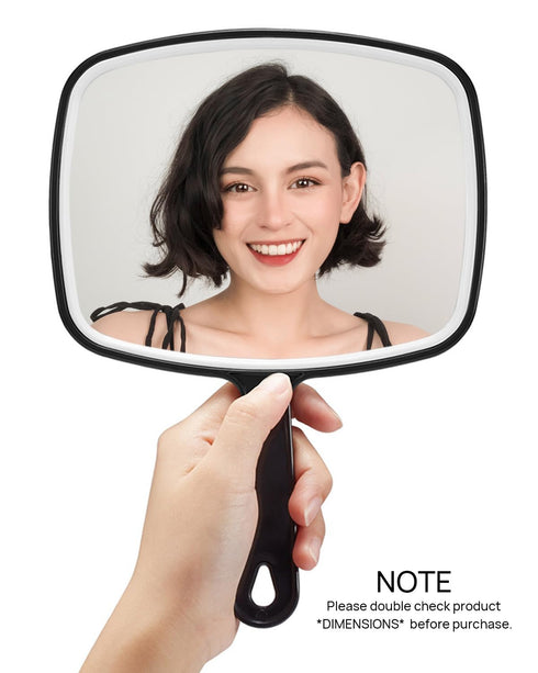 OMIRO Hand Mirror - Large Black Handheld Mirror with Handle, 7.4" W x 10.3" L