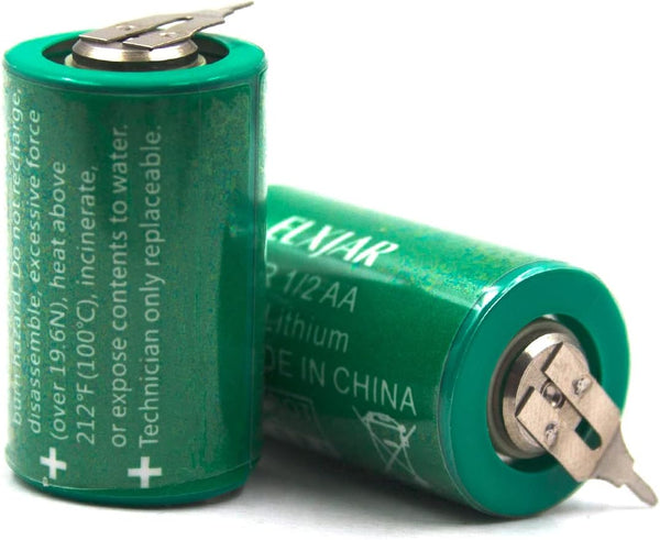(2-Pack) CR1/2AA-SLF 3V Lithium Battery, Replacement for VARTA CR 1/2 AA Series with Tabs 2 Pin (10mm +)