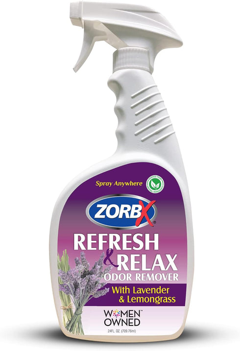 ZORBX Refresh & Relax Odor Remover Spray, 24 oz - Odor Absorbers with Lavender & Lemongrass Scent for Fabric & Room
