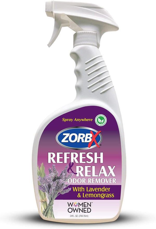 ZORBX Refresh & Relax Odor Remover Spray, 24 oz - Odor Absorbers with Lavender & Lemongrass Scent for Fabric & Room