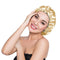 Stain Bonnet Adjustable Satin Sleep Cap - Reversible Double Layer Gold/Lime for Night Hair