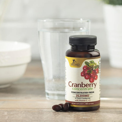 Cranberry Concentrate Extract Supplement for Urinary Tract Health Support - 25,200mg Formula with Vitamin C & E,