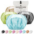 Reusable Extra Large Shower Cap for Women - 4 Pack Satin Double Layer EVA Waterproof Long Hair Caps (Baby Blue, Brown,