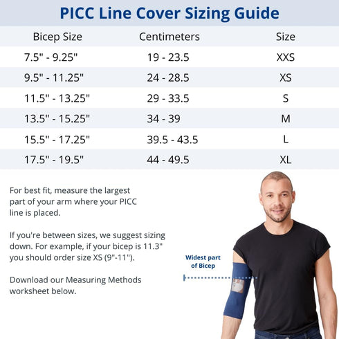 Care+Wear Medium PICC Line Cover - Ultra-Grip Sleeve with Mesh Viewing Window