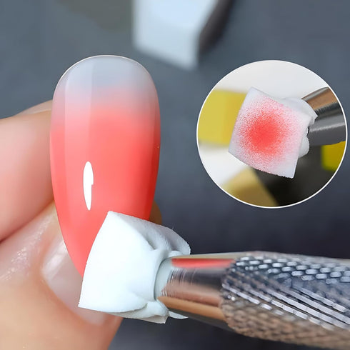 100 Pcs White Soft Nail Sponges, Ombre Nail Sponge Metal Grabber, Nail Brush Accessories for Manicure Art Tools