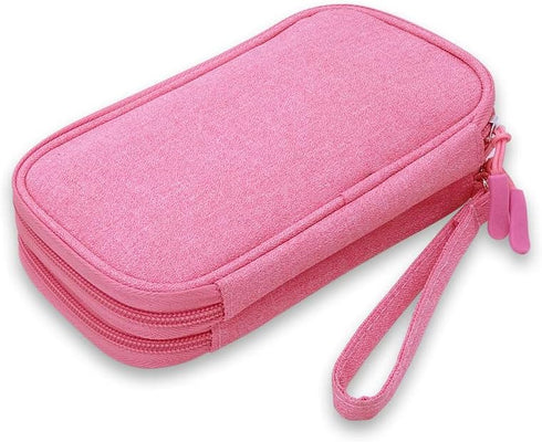 Double Layer Diabetic Supplies Storage Bag, Organizer for Glucose Meter, Insulin Pen, Test Strips, and More (Pink)