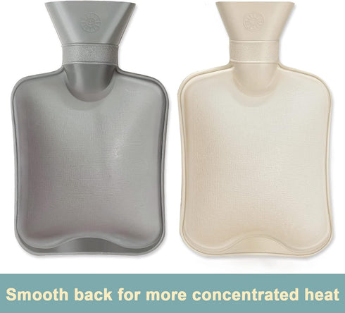 Cute Hot Water Bottle Rubber 1 Liter, 2Pcs for Pain Relief, Hand Feet Warmer