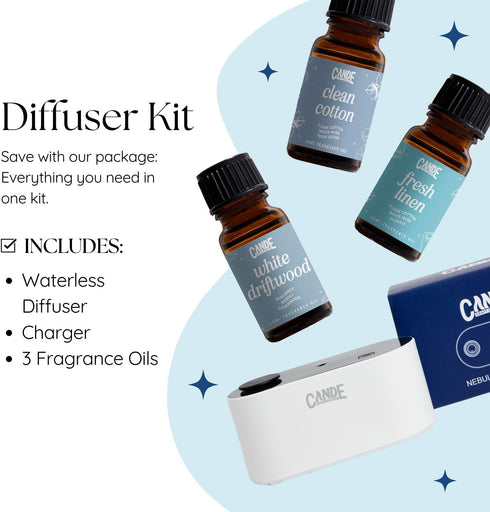 Set 3 CE CRAFT Waterless Travel Diffuser Gift - Rechargeable Diffuser for Aromatherapy - Includes Fragrance Oils