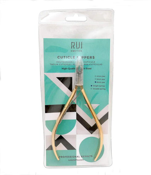 Rui Smiths Professional Cuticle Nippers, Gold-Plated Carbon Steel, 6mm Jaw