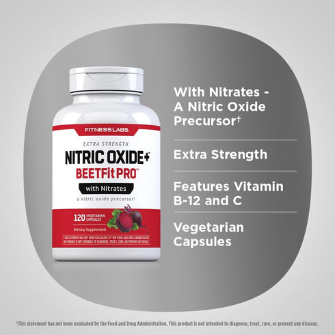 Fitness Labs Nitric Oxide Beet Root Capsules | 120 Count | Nitric Oxide Precursor Vegetarian Non-GMO
