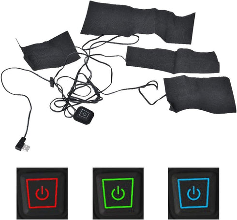 USB Electric Heated Cloth, 4 in 1 Jacket Heating Pad Kit, Adjustable Temperature Warmer Tool for Pain Relief.