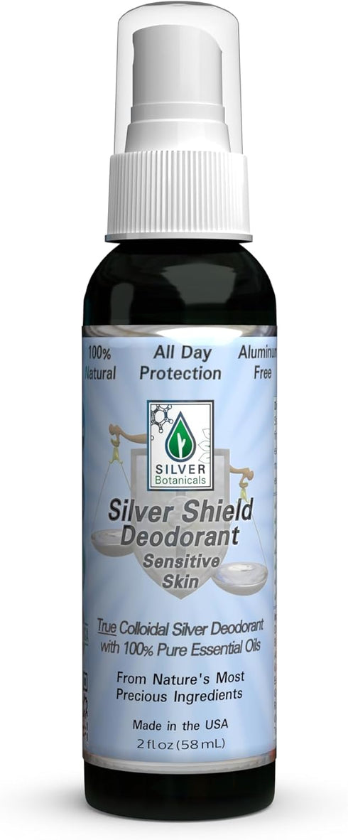 Sensitive Skin Formula Deodorant - Silver Shield, All Natural Colloidal Silver, Spray-on, 2 oz.