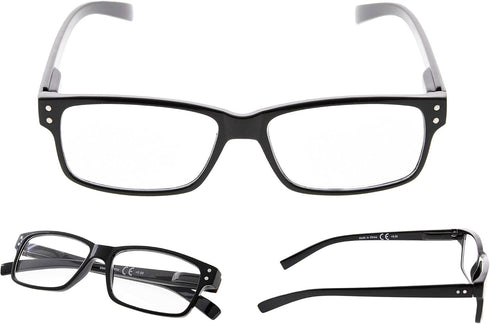 LUR READING GLASSES 5 Pack, Comfort Plastic Readers with Spring Hinge