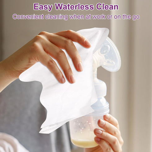 Nmuxyro 5 Packs Breast Pump Wipes, Natural Pump Parts Cleaning On The Go, Resealable Manual Pacifier Wipe Quick Clean
