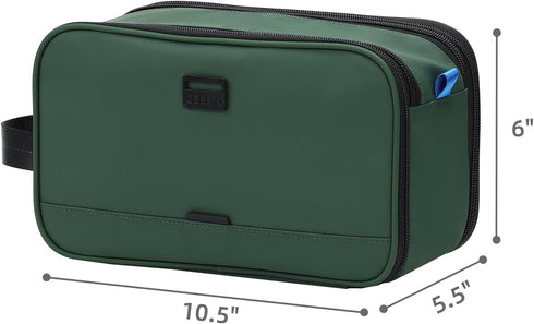 ZEEMO Toiletry Bag for Men, Extra Large Water-resistant Dopp Kit, Shaving Bag for Long Travel, Green