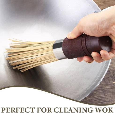 Ipetboom 2pcs Wok Brush with Handle Multi-Function Kitchen Scrub Brush for Cookware Cleaning Sturdy for Pots Pans
