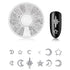 WOKOTO 6 Boxes Silver Hollow Nail Art Studs Set - 3D Flower Diamond Manicure Kit with Tweezers