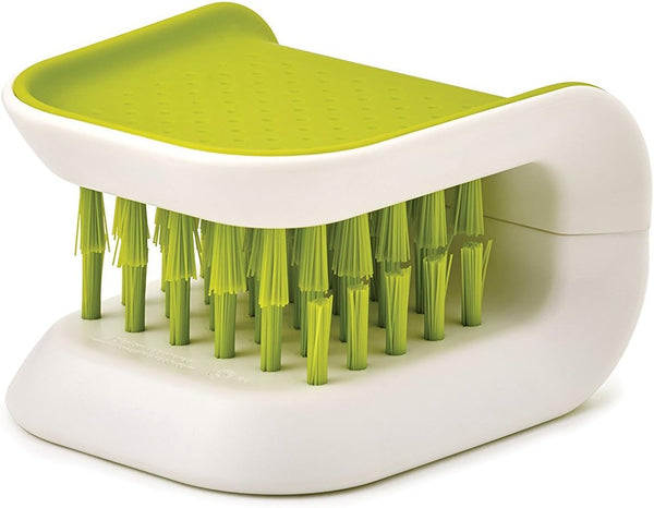 Non-Slip Blade Brush - Knife Cleaner, ABS Cutlery Cleaner, Green Double Sided Bristle Scrubber for Kitchen