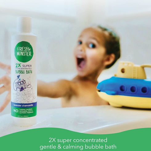 Fresh Monster Kids Foaming Bubble Bath, Hypoallergenic Natural for Kids & Toddlers, Soothing Lavender