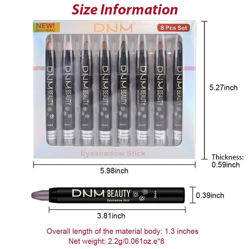 evpct 8Pcs Cream Eye Shadow Brightener Sticks Set, Waterproof Pencil Eye Shadow Applicator Stick Palette Makeup