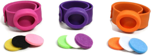 Kids Essential Oil Diffuser Slap Bracelet Set - 3 Sweet Bracelets in Pink, Orange, Purple for Girls