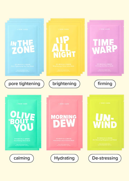 I DEW CARE Sheet Mask Pack, 14 Variety Pack | Let's Get Sheet Faced Korean Skincare Routine for 2 Week Care