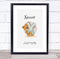 The Card Zoo New Baby Birth Details Christening Nursery Bear Initial X Keepsake Gift Print