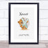The Card Zoo New Baby Birth Details Christening Nursery Bear Initial X Keepsake Gift Print