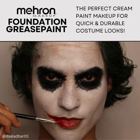 Mehron Makeup Foundation Greasepaint, White, 1.25 oz (38 g) for Stage, Face, Body Paint