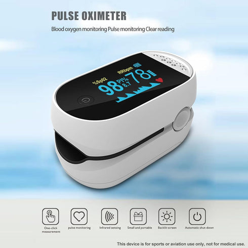 Fingertip Pulse Oximeter with Alarm, High Definition OLED Oxygen Monitor, Fast Accurate Oxymeter, Includes Batteries &