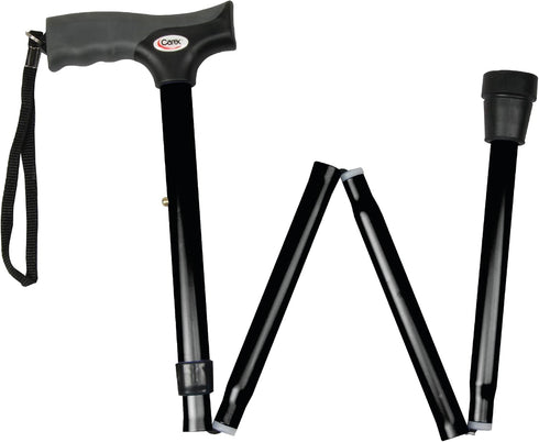 Carex Soft Grip Folding Cane, Adjustable Height (33"-37"), Anti-Slip Rubber Tip, Black