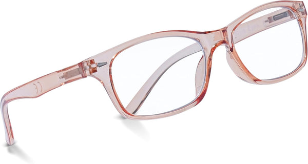 In Style Eyes Seymore Retro Bifocal Reading Glasses, Non-progressive, Adaptive Spring Hinges - Clear Rose, 2.0x