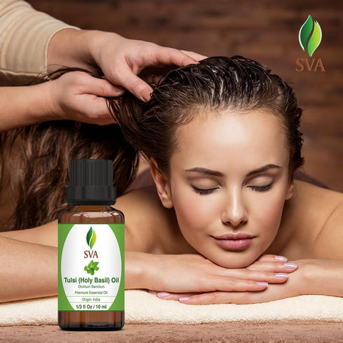 SVA Holy Tulsi Essential Oil – 1/3 Fl Oz – 100% Natural for Diffuser, Hair Care, Skin Care, Aromatherapy, Massage