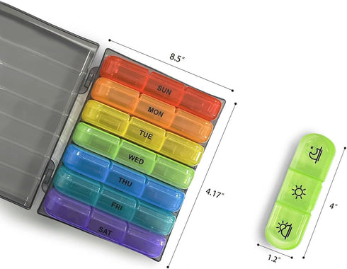 Wopanxye 7-Day 3 21 Travel Pill Organizer, Times a Day, AM PM Pill Box Tray with One-Side Large Opening for Easy