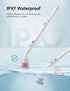 HiCOZY Electric Spin Scrubber HS1, Cordless Shower Scrubber for Cleaning with 4 Replaceable Brush Heads Adjustable Extension Handle, IPX7 Waterproof Cleaning Brush for Bathroom Floor White by Hicozy