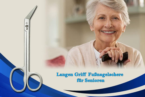 SMI 16 cm Long Handle Toenail Scissors for Seniors, Podiatrist Nail Clippers for Thick & Ingrown Nails