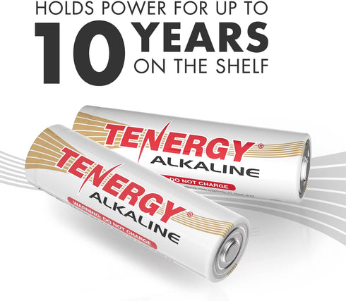 Tenergy 1.5V AA Alkaline Battery, High Performance Non-Rechargeable, 24 Pack